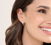 Honora x Diamonique Cultured Pearl Huggie Hoop Gold Clad Sterling Silver Earrings